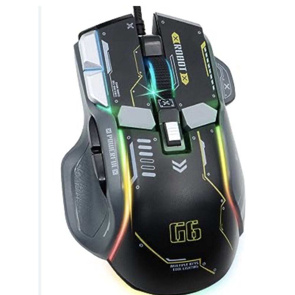 USB Wired Mouse Mecha Design, Black, RGB, Brand New up to 12800 DPI
